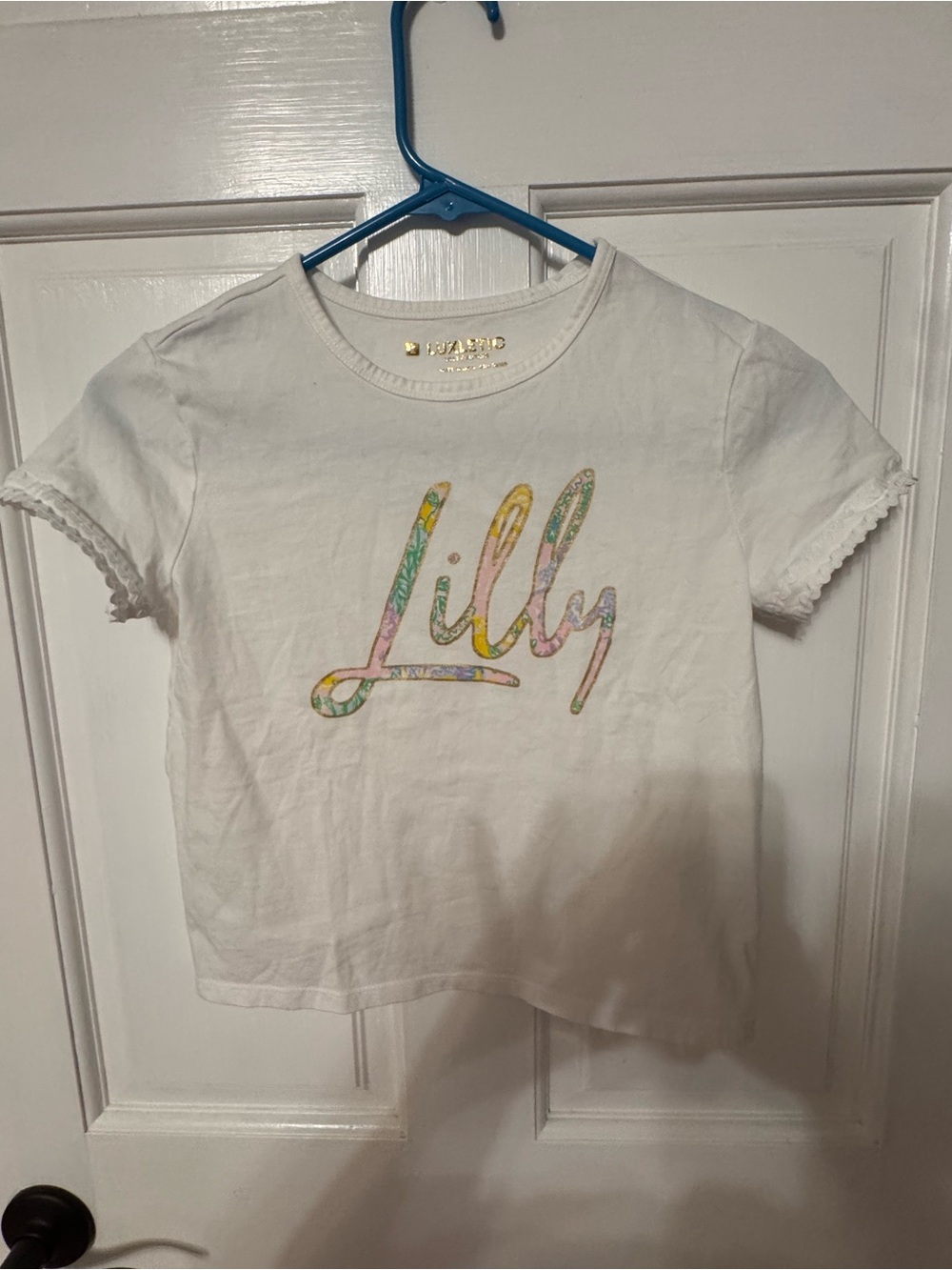 Lilly Pulitzer White Girls' Tee with Multicolor Script